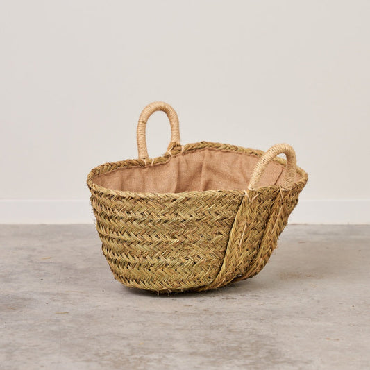 Leñero de esparto forrado Ø47cm